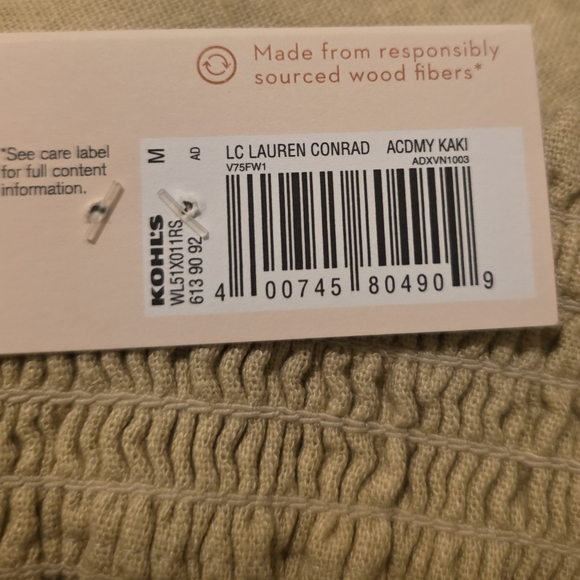 LC Lauren Conrad Linen Blend High Rise Shorts NWT Size M Khaki Smocked Waist - Picture 4 of 7